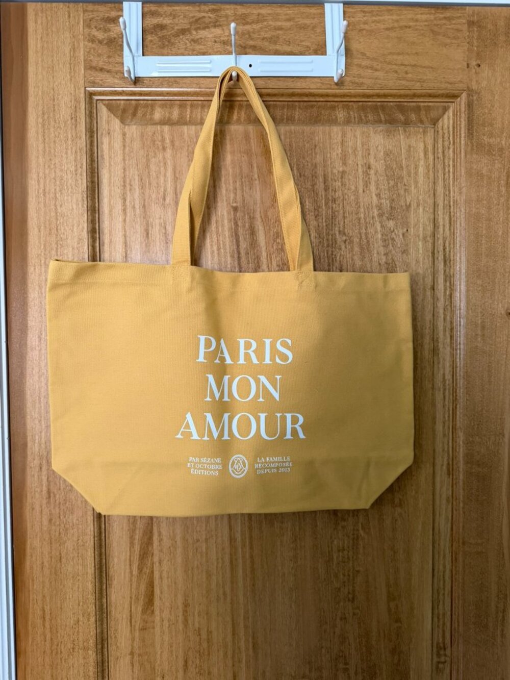 New SÉZANE "Paris Mon Amour" Mustard Yellow Canvas Tote Bag